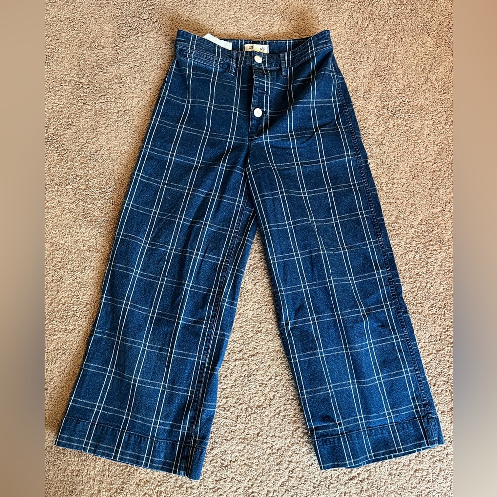 Madewell Wide Leg Plaid Pants